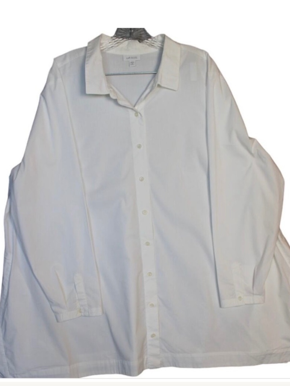 J. Jill Women's Classic White Button Up Shirt Split Hem EUC Size 3x Stretch